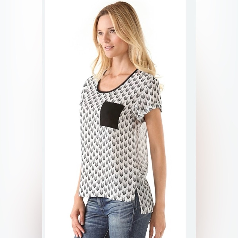 rag & bone sheer arrow print pocket shirt. Silk. Sz xs